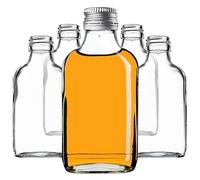 KADAX Lot de 10 petites bouteilles en verre avec bouchon à vis, 100 ml, bouteilles vides à remplir, mini bouteilles de liqueur, bouteilles d'alcool (argenté)