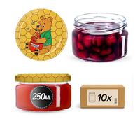 KADAX Lot de 10 pots à confiture de 250 ml avec couvercles à visser Ø 82 mm Winnie l'Ourson - hermétiques, lavables au lave-vaisselle, idéal pour confiture, chutneys, légumes marinés, viande, pâtés