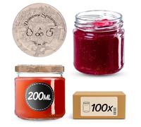 KADAX Lot de 100 bocaux 200 ml avec couvercles à vis Ø 66 mm - bocaux à dessert à parois épaisses, hermétiques, lavables au lave-vaisselle, idéaux pour les confitures et conserves