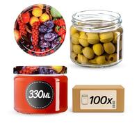 KADAX Lot de 100 bocaux à confiture en verre 330ml Ø82 fruits - couvercle à vis hermétique, pour confitures, gelées, miel et conserves maison