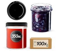 KADAX Lot de 100 bocaux en verre avec couvercle à visser fi82 mm, bocaux de conservation pour champignons, confitures, miel, pots à confiture avec couvercle, bocaux hermétiques à offrir, pots à vis