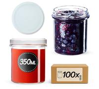 KADAX Lot de 100 bocaux en verre avec couvercle à visser fi82 mm, bocaux de conservation pour champignons, confitures, miel, pots à confiture avec couvercle, bocaux hermétiques à offrir, pots à vis