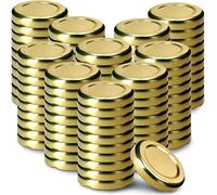 KADAX Lot de 100 couvercles à visser - Diamètre : 43 mm - En métal - Convient pour les bocaux de 40 ml - Avec 4 dents d'encliquetage - Idéaux comme couvercle de rechange pour bocaux de 40 ml - Doré