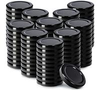 KADAX Lot de 100 couvercles à visser - Diamètre : 53 mm - En métal - Compatible avec les bocaux de 115 ml - Avec 4 dents d'encliquetage - Noir