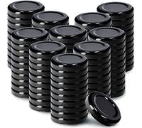 KADAX Lot de 100 couvercles à visser fi43 mm en métal, compatibles avec les bocaux de 40 ml, couvercles de rechange avec 4 dents à clipser, couvercles pour bocaux, bouteilles et bocaux (noir)