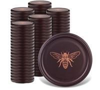 KADAX Lot de 100 couvercles à visser - Lot de 100 couvercles à visser - En métal - Avec 6 dents d'encliquetage - Idéaux comme couvercle de rechange pour boîtes tombantes et bocaux - Doré - 100 pièces