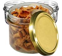 KADAX Lot de 100 petits bocaux à confiture, 235 ml, mini bocaux en verre pour miel et épices, avec couvercle, hermétiques, à offrir (doré)