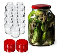 KADAX Lot de 12 bocaux de conservation de 2,5 l avec couvercle à visser - Diamètre : 100 mm - Pour concombres, kombucha, kimchi - Large ouverture pour l'insertion, la fermentation - Bocal à insérer