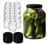 KADAX Lot de 12 bocaux de conservation en verre de 2,5 l avec couvercle à visser de 100 mm de diamètre - Grands bocaux de conservation en verre - Couvercle noir