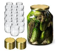 KADAX Lot de 12 bocaux de conservation en verre de 2,5 l avec couvercle à visser de 100 mm de diamètre, pour conserve, conserve, conserve, grand concombre