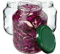 KADAX Lot de 12 bocaux de conservation ronds en verre - 1,7 l - Diamètre : 89 mm - Avec couvercle à visser - Vert