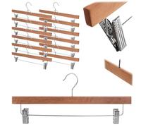 KADAX Lot de 12 cintres en bois avec pinces, cintres pour jupes, vestes, pantalons, cintres pour costumes, vêtements en bois, cintres pour pantalons (modèle 1)