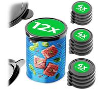 KADAX Lot de 12 couvercles de boîtes en plastique sans BPA en 3 tailles (73 mm, 84 mm, 100 mm), couvercles réutilisables pour boîtes de conserve