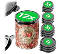 KADAX Lot de 12 couvercles de boîtes en plastique sans BPA en 4 tailles (65 mm, 73 mm, 84 mm, 100 mm), couvercles réutilisables pour boîtes de conserve