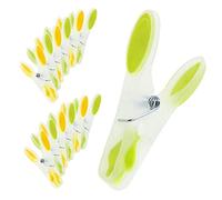 KADAX Lot de 12 pinces à linge, en plastique robuste, pinces à chaussettes colorées, résistantes au vent pour l'intérieur et l'extérieur (jaune/vert)