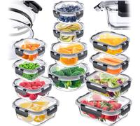 KADAX | Lot de 12 récipients en verre avec couvercle | Set de boîtes à provisions 320-1040 ml | Lunchboxes étanches & anti-fuites, Meal Prep Boxes