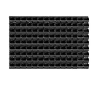 KADAX Lot de 140 Étagère murale d'atelier, 116 x 78 cm, système de stockage en plastique robuste, étagère d'atelier résistante aux UV, plaques murales extensibles, étagère pour garage, (noir)