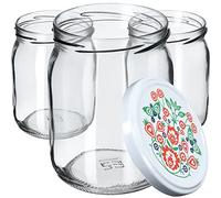 KADAX Lot de 16 bocaux à confiture avec couvercle à visser - 540 ml - Verre avec bouchon à vis - Verres de rangement pour insérer des concombres