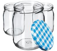 KADAX Lot de 16 bocaux de conservation 540 ml avec couvercle à visser fi82 mm pour le mise en conserve, la mise en pot, la conservation et la préparation des repas - Bocaux hermétiques Twist-off (bleu