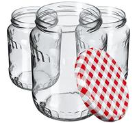 KADAX Lot de 16 bocaux de conservation de 720 ml, idéaux pour la conservation et le rangement, bocaux avec couvercle à visser, Twist Off to 82, bocaux de conservation à insérer (rouge à carreaux)