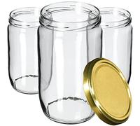 KADAX Lot de 16 grands bocaux en verre 720ml Ø82 - couvercle à vis hermétique, pour conserves, cornichons, légumes lacto-fermentés et confitures maison