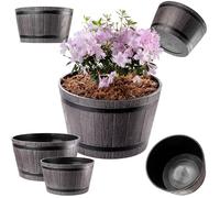 KADAX Lot de 2 - Ø30, 40 cm - Pot de Fleurs en Plastique pour intérieur et extérieur, Cache-Pot Imitation Bois (Marron foncé)