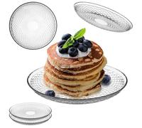 KADAX Lot de 2 assiettes en verre de 17,5 cm, Assiette ronde en verre transparent, assiette de service en verre, idéale comme assiette à gâteau, assiette à dessert, assiette à repas ou assiette de