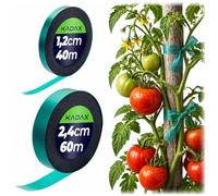 KADAX Lot de 2 attaches pour plantes - 12 mm x 40 m et 24 mm x 60 m - Ruban de fixation flexible pour une fixation sûre des plantes - Vert