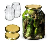 KADAX Lot de 2 bocaux de conservation 2,5 l - Ø100 mm - Avec couvercles dorés K4935