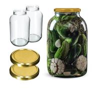 KADAX Lot de 2 bocaux de conservation 4L avec couvercle à visser de 100 mm idéal pour les cornichons, le kombucha, le kimchi, grande ouverture pour la mise en conserve, la fermentation (Couvercle doré
