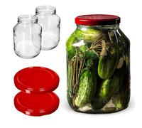 KADAX Lot de 2 bocaux de conservation de 2,5 l avec couvercle à visser - Diamètre : 100 mm - Pour concombres, kombucha, kimchi - Large ouverture pour insertion, fermentation - Bocal à insérer - Bocal