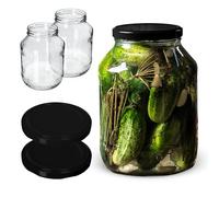 KADAX Lot de 2 bocaux de conservation de 2,5 l avec couvercle à visser - Diamètre : 100 mm - Pour concombres, kombucha, kimchi - Large ouverture pour l'insertion, la fermentation - Bocaux de