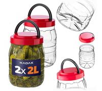 KADAX Lot de 2 bocaux de conservation en plastique de 2 l avec couvercle pour aliments