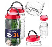 KADAX Lot de 2 bocaux de conservation en plastique de 3 l avec couvercle pour aliments