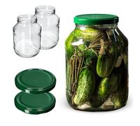 KADAX Lot de 2 bocaux de conserve de 2,5 L avec couvercle à vis TO100 pour cornichons, kombucha, kimchi | Bocaux de conservation avec large ouverture pour le remplissage, la fermentation, bocal de