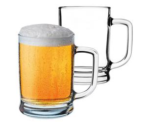 KADAX Lot de 2 chopes à bière de 0,5 l avec anse - Grande chope à bière en verre épais - Design classique