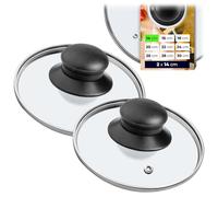 KADAX Lot de 2 Couvercle en Verre Universel avec Poignée en Plastique, Résistant à la Chaleur pour Casserole et Poêle, Ø 14-30 cm (2 x 14 cm)