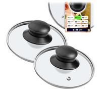 KADAX Lot de 2 couvercles en verre, couvercles de casserole Ø16 cm, résistants à la chaleur, avec poignée, couvercles universels pour casseroles et poêles, idéal pour la cuisine quotidienne