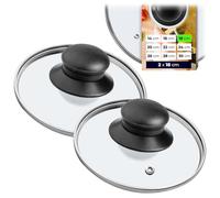 KADAX Lot de 2 couvercles en verre, couvercles de casserole Ø18 cm, résistants à la chaleur, avec poignée, couvercles universels pour poêles et casseroles, cuisson à vue et protection
