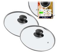 KADAX Lot de 2 couvercles en verre, couvercles de casserole Ø20 cm, résistants à la chaleur, avec poignée, couvercles universels pour casseroles et poêles, conserve la chaleur et réduit les