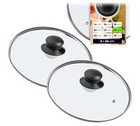 KADAX Lot de 2 couvercles en verre, couvercles de casserole Ø24 cm, résistants à la chaleur, couvercles universels avec poignée, pour casseroles et poêles, cuisson à vue et fourneau propre