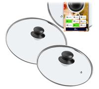 KADAX Lot de 2 couvercles en verre - Diamètre : 14 à 30 cm - Résistants à la chaleur - Avec poignée en plastique - 20 + 28 cm