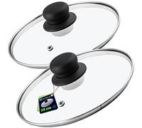 KADAX Lot de 2 couvercles en verre, diamètre : 26 cm, résistants à la chaleur, avec poignée, ajustement universel, pour casseroles et poêles, cuisson contrôlée et meilleure conservation de la chaleur