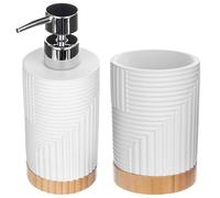 KADAX Lot de 2 gobelets pour salle de bain et distributeur de liquide vaisselle, décoratif, distributeur de savon moderne pour liquide vaisselle (rond blanc)