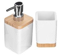 KADAX Lot de 2 gobelets pour salle de bain et distributeur de liquide vaisselle - Gobelet décoratif - Distributeur de savon moderne pour liquide vaisselle (carré blanc)