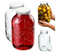 KADAX Lot de 2 grands bocaux en verre 5 L Ø100 - Couvercle Twist-Off hermétique TO100 - Pour cornichons, légumes fermentés, conserves & fermentation maison