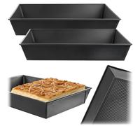 KADAX Lot de 2 moules à gâteau rectangulaires en acier antiadhésif, pour gâteau, pain grillé, cheesecake, brownie, répartition de la chaleur, facile d'entretien (34 x 23,5 x 6 cm)