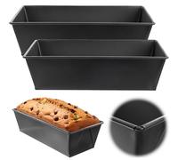 KADAX Lot de 2 moules à gâteau rectangulaires en acier antiadhésif, pour gâteaux, toasts, fromages, brownies, répartition de la chaleur, faciles d'entretien (26 x 11,5 x 7,5 cm)