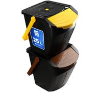 KADAX Lot de 2 Poubelles de Tri Sélectif pour une Gestion Efficace de la Collecte et du Recyclage des Déchets, Système de Séparation des Déchets Empilables (2 x 25L)