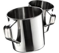 KADAX Lot de 2 tasses à café en acier inoxydable résistantes avec anse - Incassables - Pour café, thé, jus et eau - 10 cm